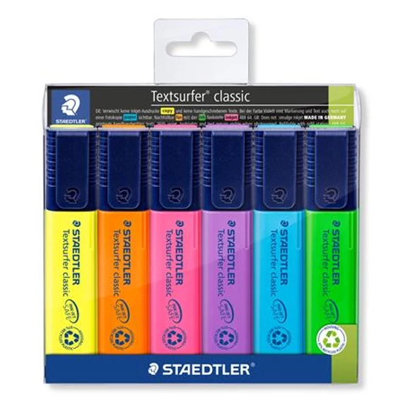 Szövegkiemelő készlet, 1-5 mm, STAEDTLER "Textsurfer Classic 364", 6 különböző szín