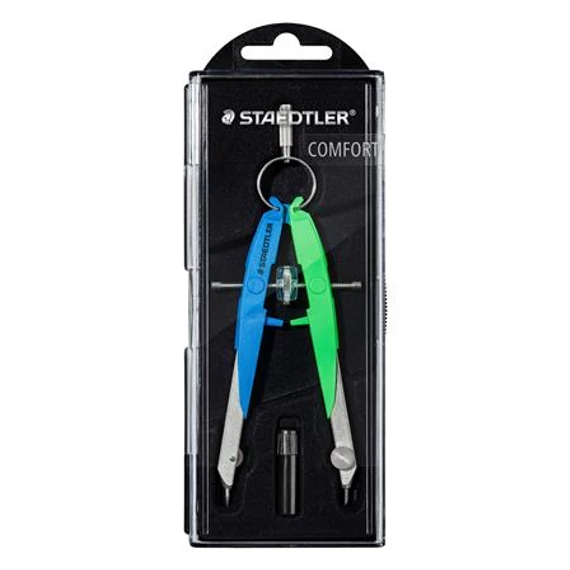 Körző készlet, precíziós, 2 darabos, STAEDTLER "Mars Comfort 556", neon kék/zöld