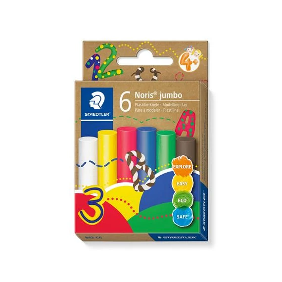 Modellező gyurma készlet, STAEDTLER "Noris® jumbo 842", 6 különböző szín