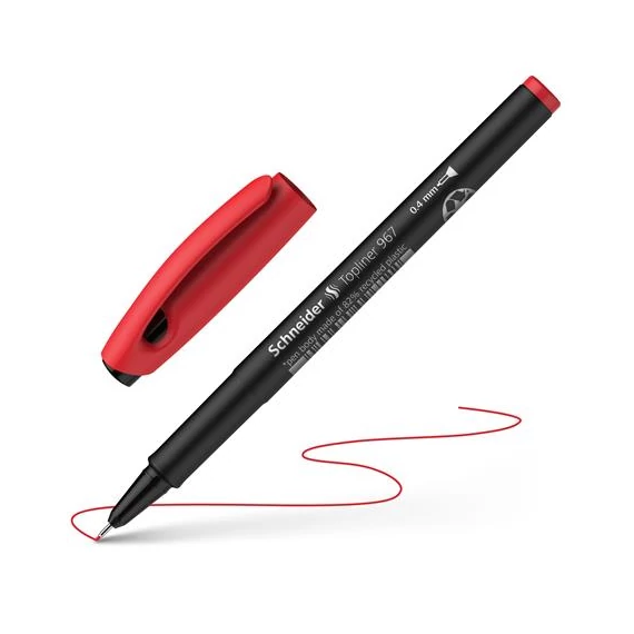 Tűfilc, 0,4 mm, SCHNEIDER "Topliner 967", piros Tűfilc, 0,4 mm, SCHNEIDER "Topliner 967", piros