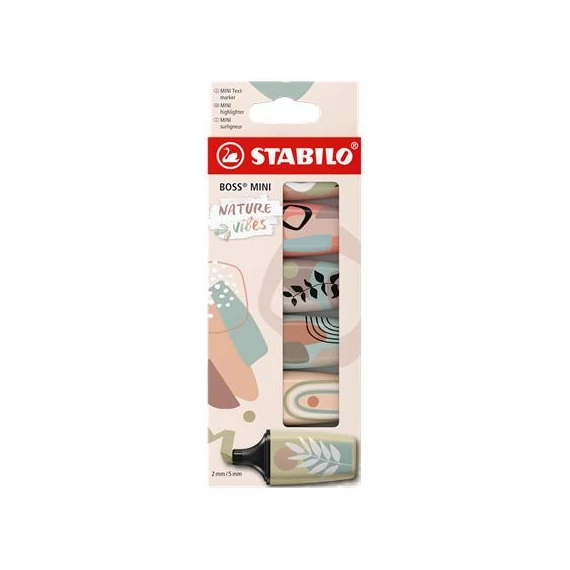 Szövegkiemelő készlet, 1-4 mm, STABILO "Boss Mini Nature vibes", 6 különböző szín