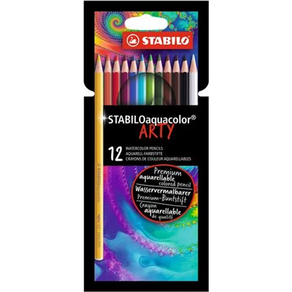 Akvarell ceruza készlet, STABILO "Aquacolor ARTY", 12 különböző szín Akvarell ceruza készlet, STABILO "Aquacolor ARTY", 12 különböző szín