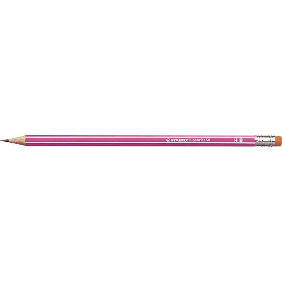 Grafitceruza radírral, HB, hatszögletű, STABILO "Pencil 160", rózsaszín
