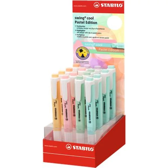 Szövegkiemelő display, 1-4 mm, STABILO "Swing Cool Pastel", vegyes színek