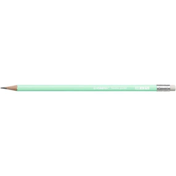 Grafitceruza radírral, HB, hatszögletű, STABILO "Swano Pastel", zöld