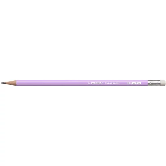 Grafitceruza radírral, HB, hatszögletű, STABILO "Swano Pastel", lila