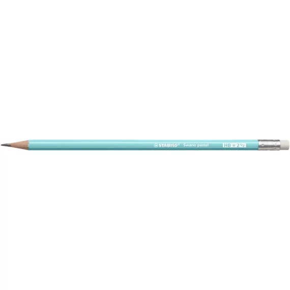 Grafitceruza radírral, HB, hatszögletű, STABILO "Swano Pastel", kék