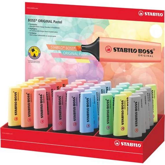 Szövegkiemelő display, 2-5 mm, STABILO "BOSS Pastel", vegyes pasztell színek