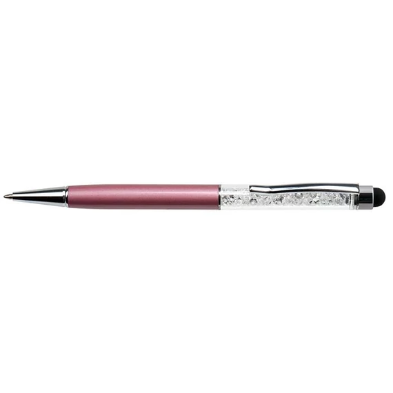 Golyóstoll, világoslila, felül fehér SWAROVSKI® kristállyal töltve, érintővel, 14 cm, ART CRYSTELLA®
