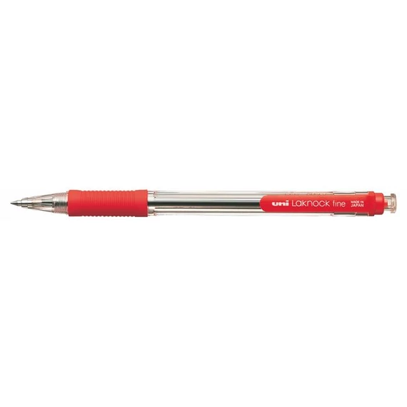 Golyóstoll, 0,4 mm, nyomógombos, UNI "SN-101 Laknock Fine", piros