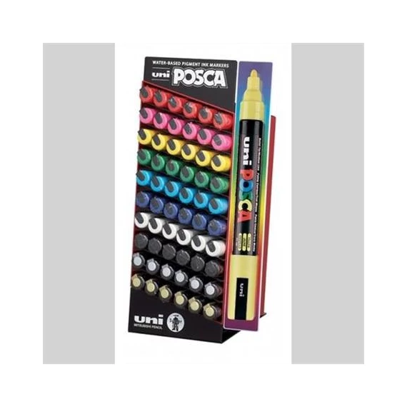 Dekormarker display, 60 db, 1,8-2,5 mm, UNI "Posca PC-5M", 10 különböző szín Dekormarker display, 60 db, 1,8-2,5 mm, UNI "Posca PC-5M", 10 különböző szín