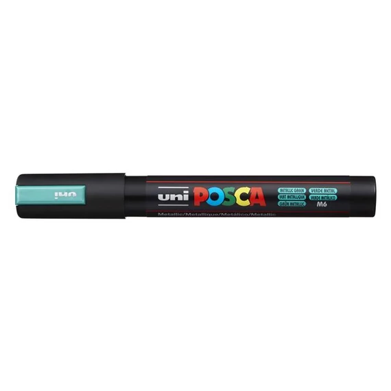Dekormarker, 1,8-2,5 mm, UNI "Posca PC-5M", metálzöld