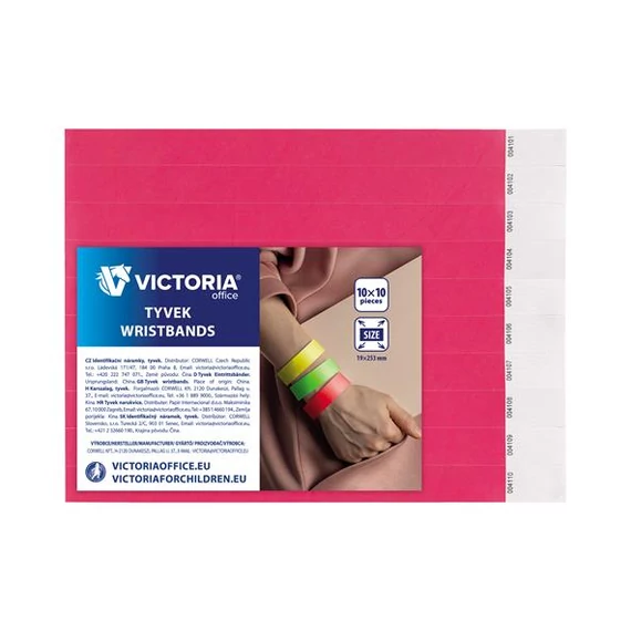 Karszalag, 3/4", tyvek, neon rózsaszín, VICTORIA OFFICE Karszalag, 3/4", tyvek, neon rózsaszín, VICTORIA OFFICE