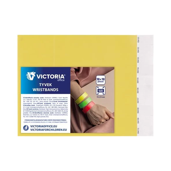 Karszalag, 3/4", tyvek, neon sárga, VICTORIA OFFICE Karszalag, 3/4", tyvek, neon sárga, VICTORIA OFFICE