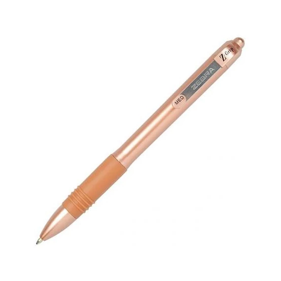 Golyóstoll, 0,27 mm, nyomógombos, ZEBRA "Z-Grip Smooth Rose Gold", kék