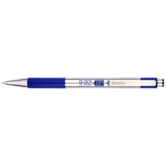 Zseléstoll, 0,38 mm, nyomógombos, ZEBRA "G-301", kék