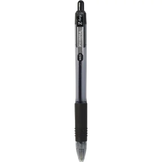 Golyóstoll, 0,27 mm, nyomógombos, ZEBRA "Z-Grip", fekete