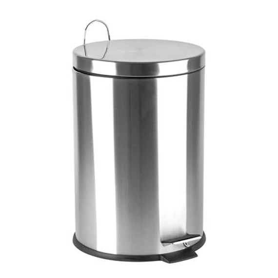 Pedálos szemetes, rozsdamentes acél, kivehető műanyag vödörrel, 20 liter