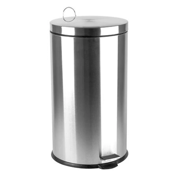 Pedálos szemetes, rozsdamentes acél, kivehető műanyag vödörrel, 30 liter