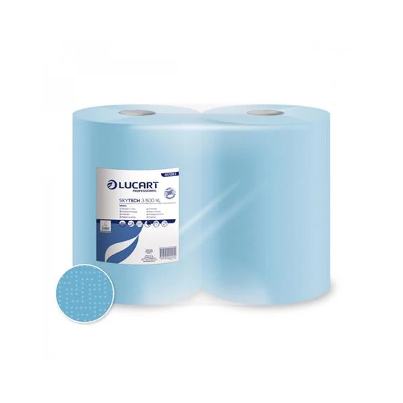 Törlőkendő, tekercses, 3 rétegű, LUCART "SKYTECH 3.500 XL", kék