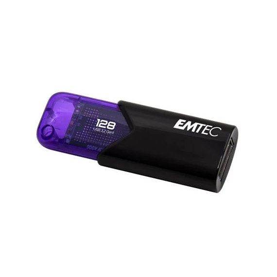 Pendrive, 128GB, USB 3.2, EMTEC "B110 Click Easy", fekete-lila