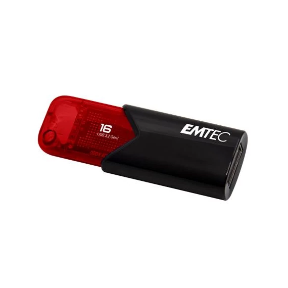 Pendrive, 16GB, USB 3.2, EMTEC "B110 Click Easy", fekete-piros