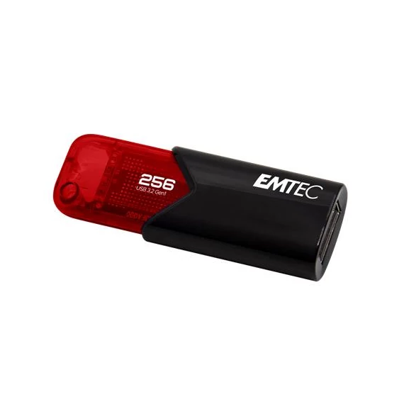 Pendrive, 256GB, USB 3.2, EMTEC "B110 Click Easy", fekete-piros