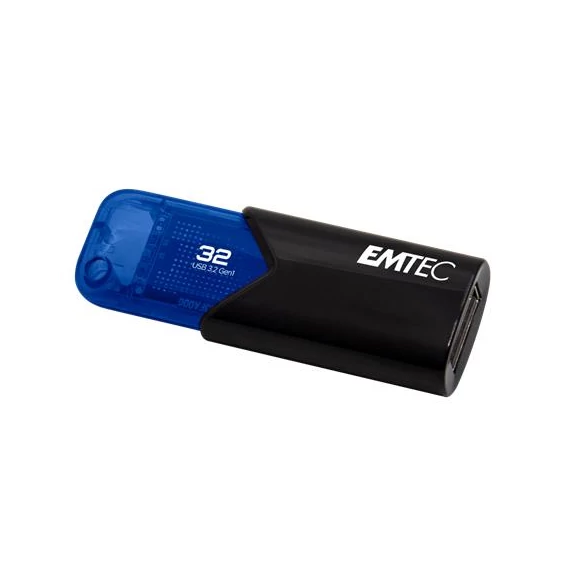 Pendrive, 32GB, USB 3.2, EMTEC "B110 Click Easy", fekete-kék