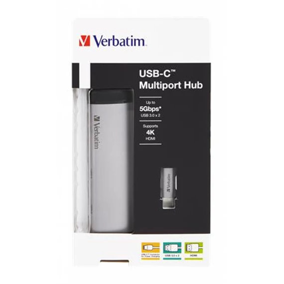 USB elosztó-HUB, USB-C/USB 3.0/HDMI, VERBATIM USB elosztó-HUB, USB-C/USB 3.0/HDMI, VERBATIM