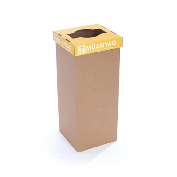 Szelektív hulladékgyűjtő, újrahasznosított, 50 l, RECOBIN "Office", sárga