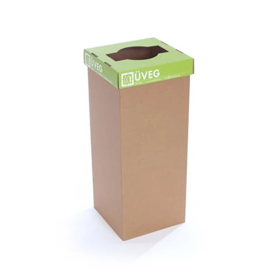 Szelektív hulladékgyűjtő, újrahasznosított, 50 l, RECOBIN "Office", zöld