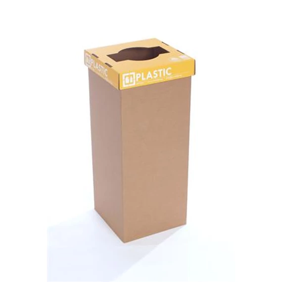 Szelektív hulladékgyűjtő, újrahasznosított, angol felirat, 50 l, RECOBIN "Office", sárga