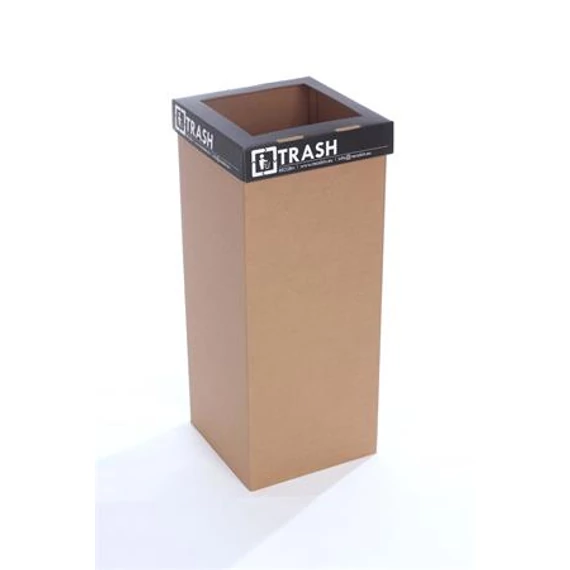 Szelektív hulladékgyűjtő, újrahasznosított, angol felirat, 50 l, RECOBIN "Office", fekete