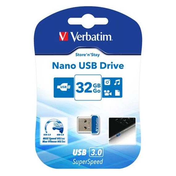 Pendrive, 32GB, USB 3.2, 80/25MB/s, VERBATIM "Nano"