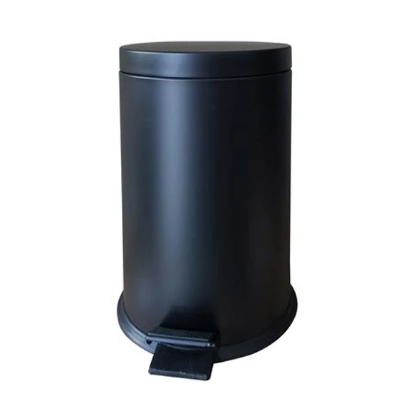 Pedálos szemetes, fém, 7 l, kivehető vödörrel, fekete