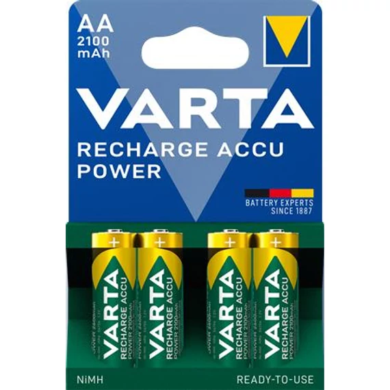 Tölthető elem, AA ceruza, 4x2100 mAh, előtöltött, VARTA "Power"
