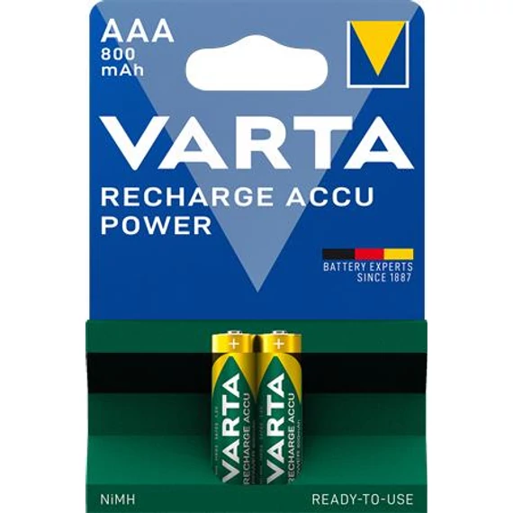Tölthető elem, AAA mikro, 2x800 mAh, előtöltött, VARTA "Power"
