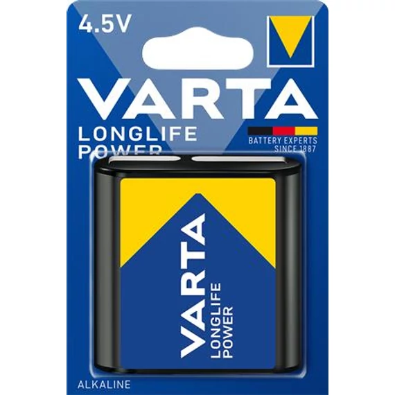 Elem, 3LR12 lapos elem, 4,5 V, 1 db, VARTA "Longlife Power" Elem, 3LR12 lapos elem, 4,5 V, 1 db, VARTA "Longlife Power"