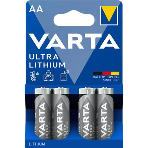 Elem, AA ceruza, 4 db, lítium, VARTA "Ultra Lithium"
