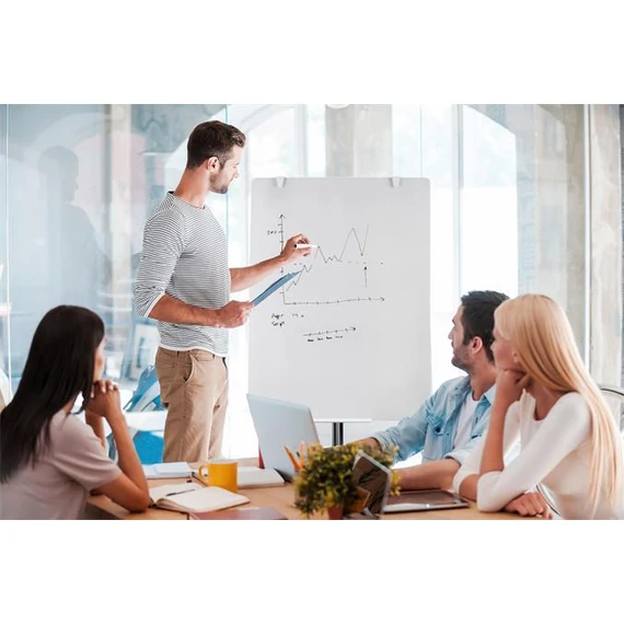 Flipchart üvegtábla, mobil, 75,5 × 106,5 cm, VICTORIA VISUAL