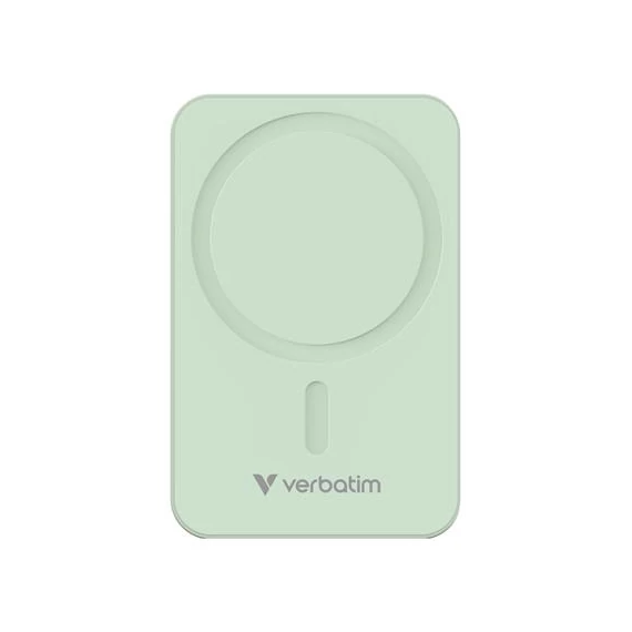Power bank, külső akkumulátor, mágneses, 20.000mAh, kitámasztó, VERBATIM "Charge n Go Essentials", zöld