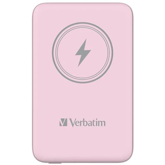Hordozható akkumulátor, vezeték nélküli töltés, 10000 mAh, VERBATIM "MCP-10, rózsaszín