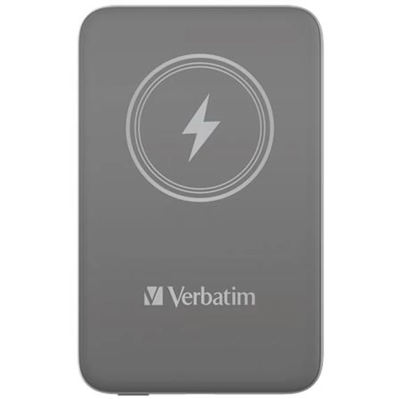 Hordozható akkumulátor, vezeték nélküli töltés, 10000 mAh, VERBATIM "MCP-10, szürke