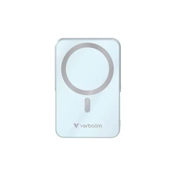 Power bank, külső akkumulátor, mágneses (vezeték nélküli), 10.000mAh, kitámasztó, VERBATIM "Charge n Go", kék
