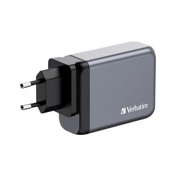 Hálózati töltő, 2xUSB-C PD (100W), USB-C PD (65W), USB-A QC 3.0, EU/UK/US, GaN, VERBATIM