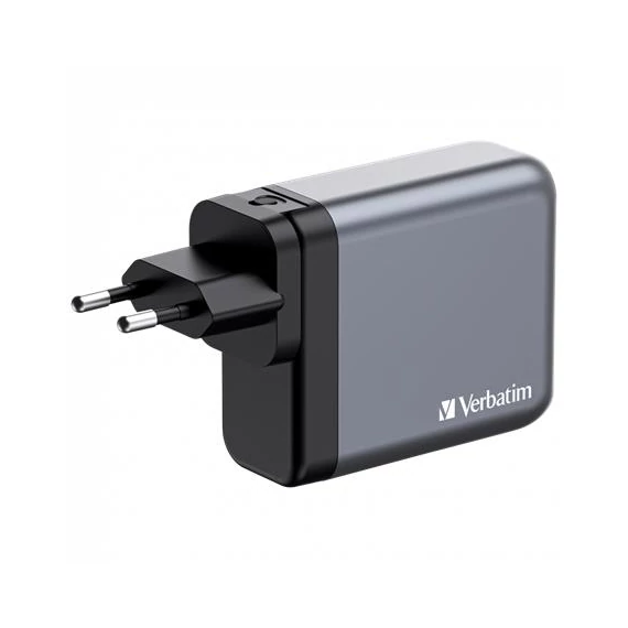 Hálózati töltő, 2xUSB-C PD (140W), USB-C PD (20W), USB-A QC 3.0, EU/UK/US, GaN, VERBATIM Hálózati töltő, 2xUSB-C PD (140W), USB-C PD (20W), USB-A QC 3.0, EU/UK/US, GaN, VERBATIM