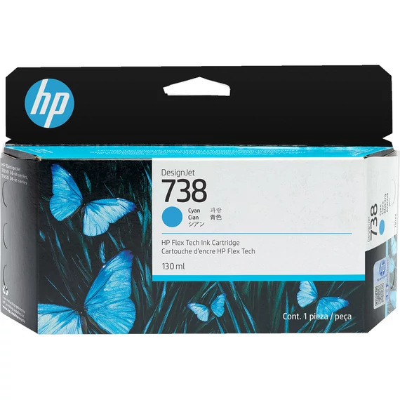 498N5A Tintapatron DesignJet T850 nyomtatóhoz, HP 738, cián, 130ml