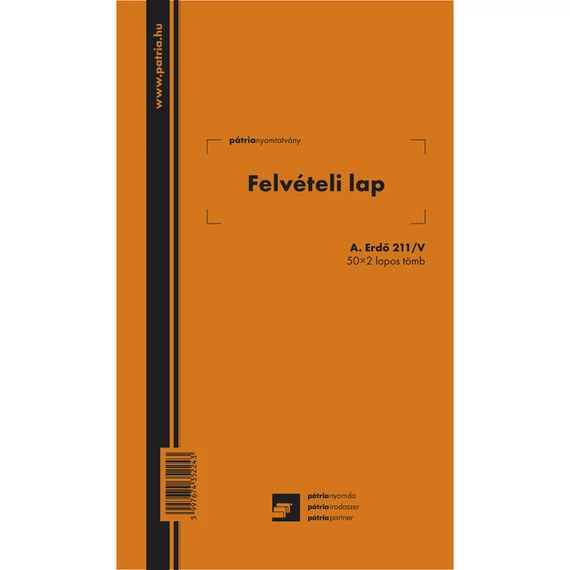 Felvételi lap ipari fához 50x2 lapos tömb Felvételi lap ipari fához 50x2 lapos tömb