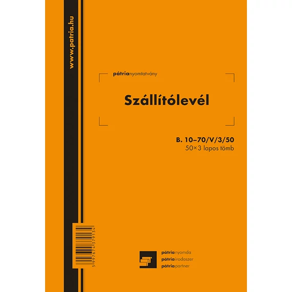 Szállítólevél 50x3 lapos tömb A/5 álló Szállítólevél 50x3 lapos tömb A/5 álló