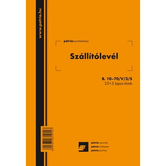 Szállítólevél 25x3 lapos tömb A/5 álló